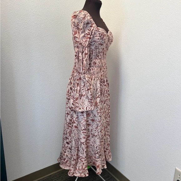 Amur Filipa Dress Size 2 New With Tags Blush Wildflowers MIDI Length Spring - Picture 3 of 15